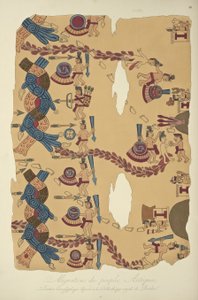 Migrazione dei popoli aztechi, pittura geroglifica conservata alla Biblioteca Reale di Berlino, illustrazione da Vues des Cordillères et Monumens des Peuples Indigènes de l
